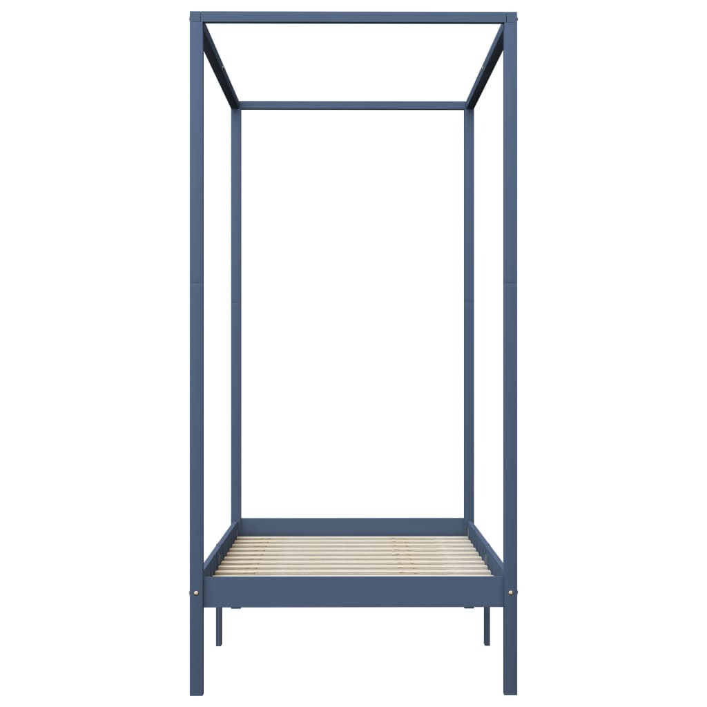 Canopy Bed Frame Grey Solid Pine Wood 100x200 cm