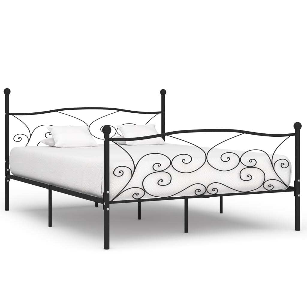 Bed Frame with Slatted Base Black Metal 200x200 cm