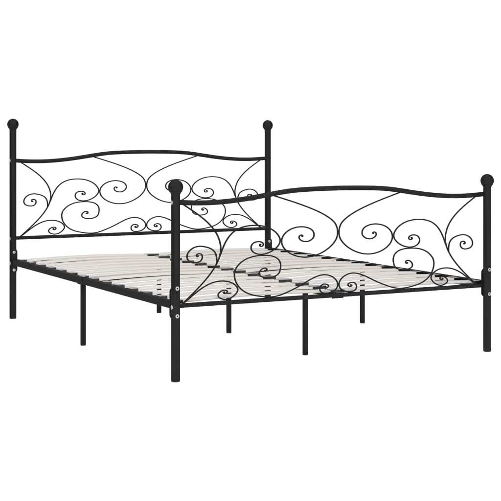 Bed Frame with Slatted Base Black Metal 200x200 cm