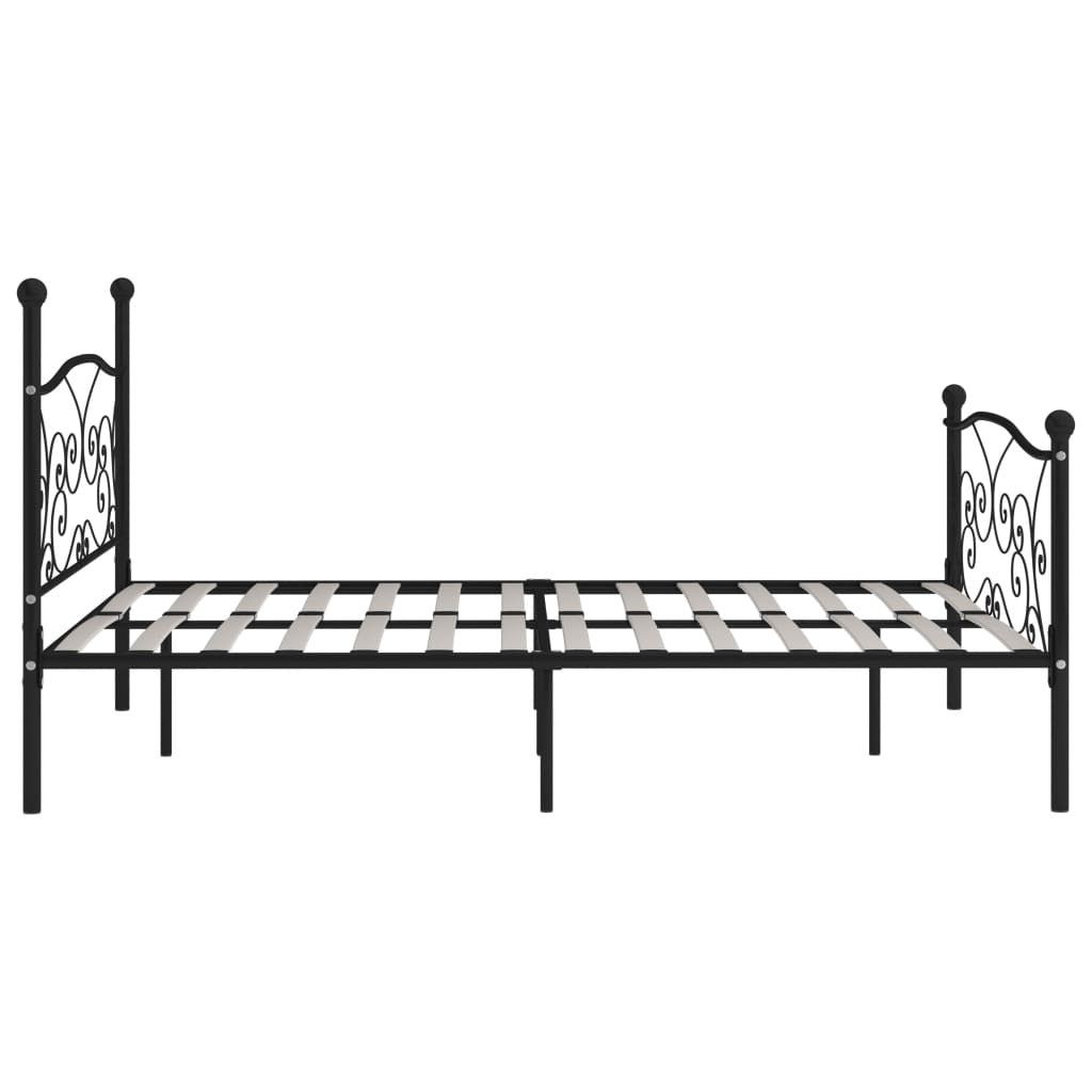 Bed Frame with Slatted Base Black Metal 200x200 cm