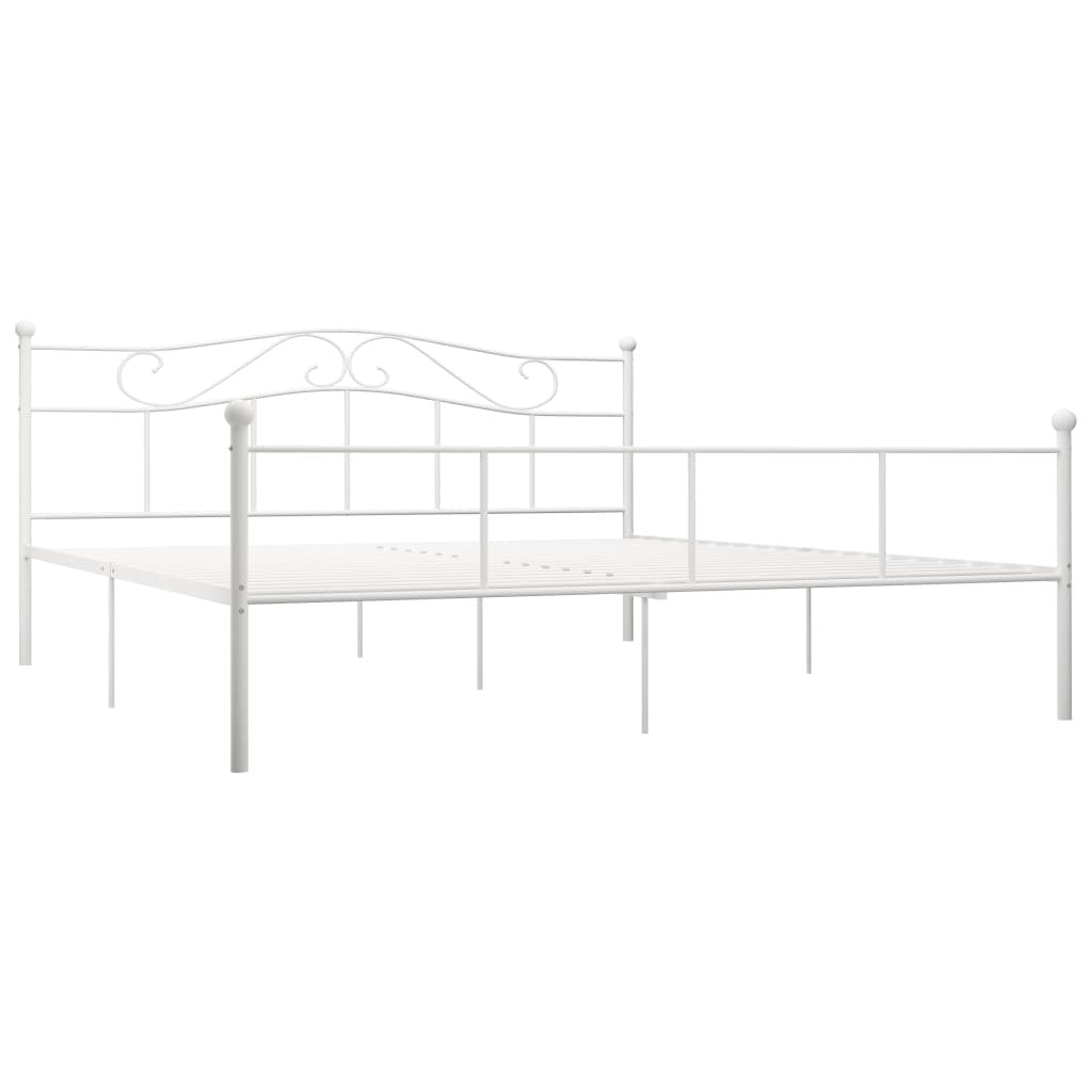 Bed Frame White Metal 180x200 cm