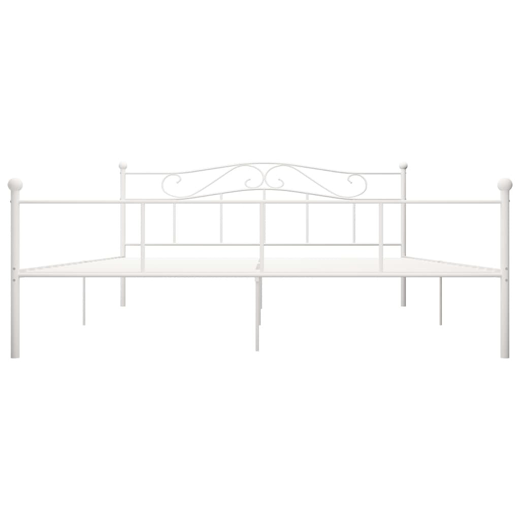 Bed Frame White Metal 180x200 cm