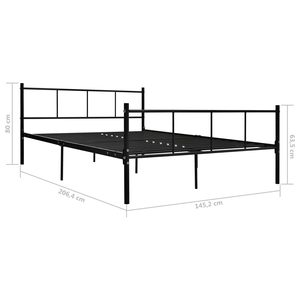 Bed Frame Black Metal 140x200 cm