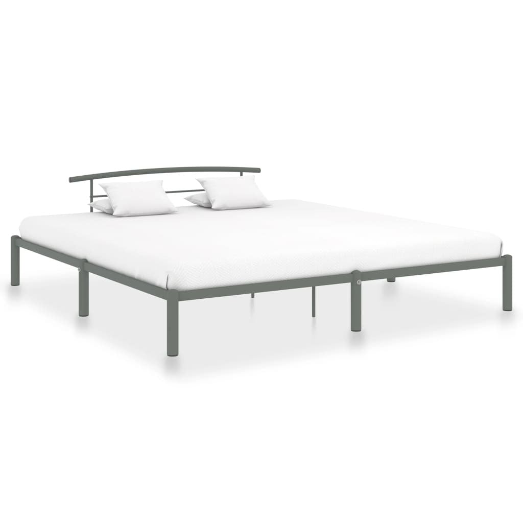 Bed Frame Grey Metal 180x200 cm