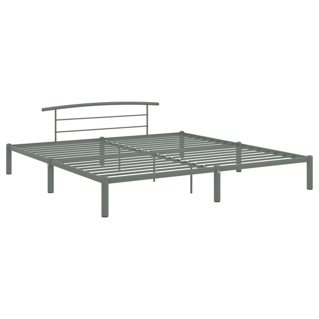 Bed Frame Grey Metal 180x200 cm