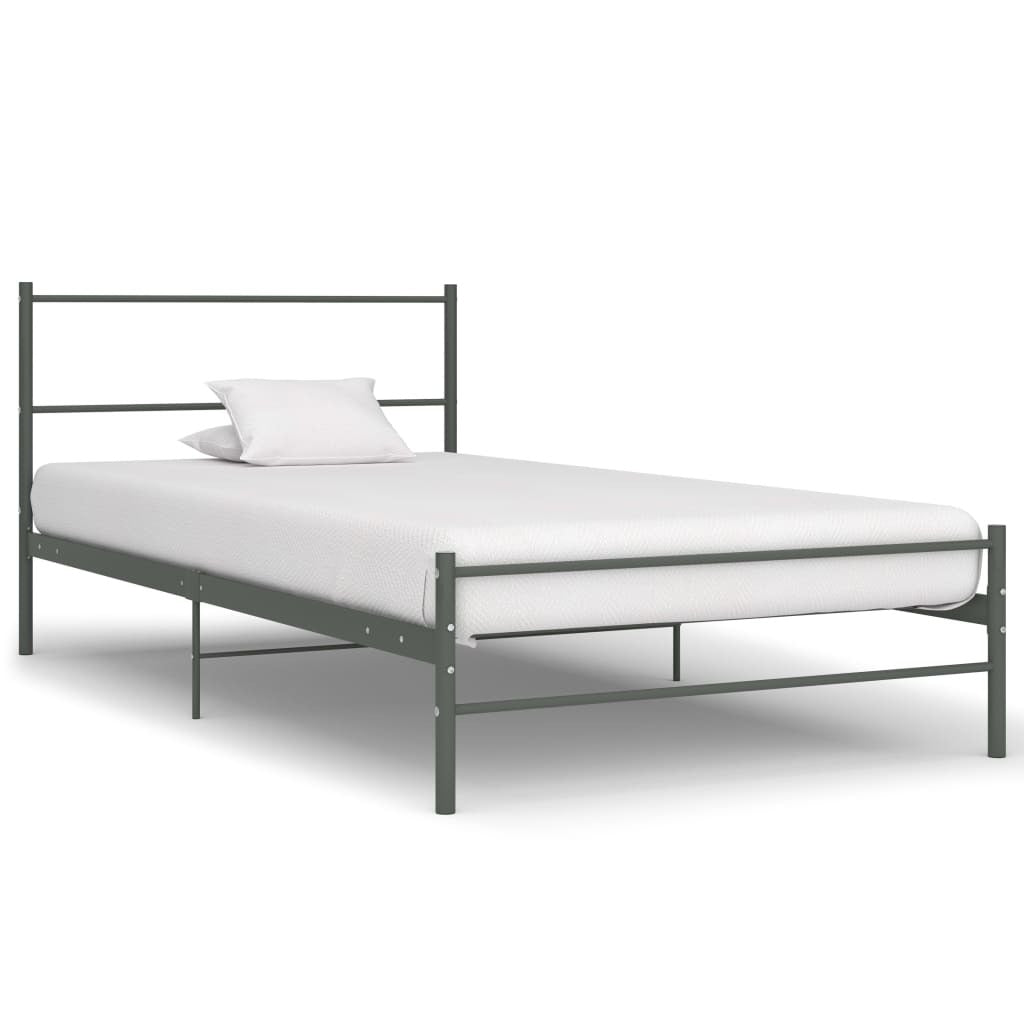 Bed Frame Grey Metal 100x200 cm