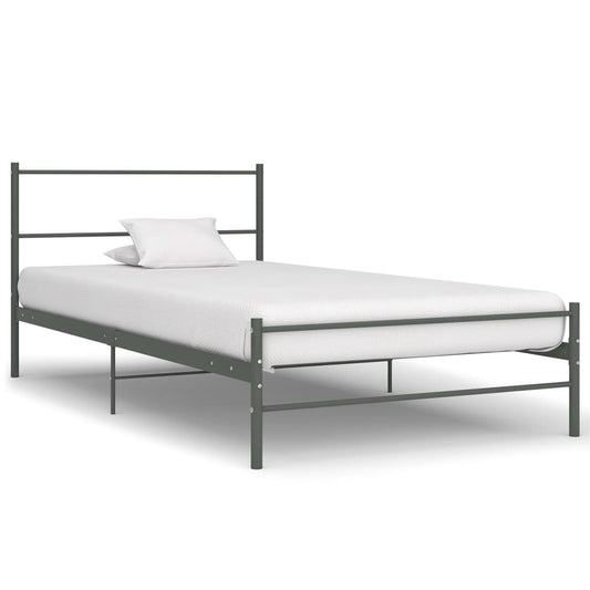 Bed Frame Grey Metal 100x200 cm