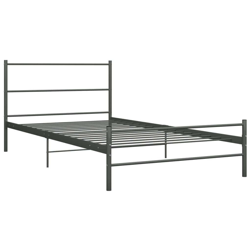 Bed Frame Grey Metal 100x200 cm