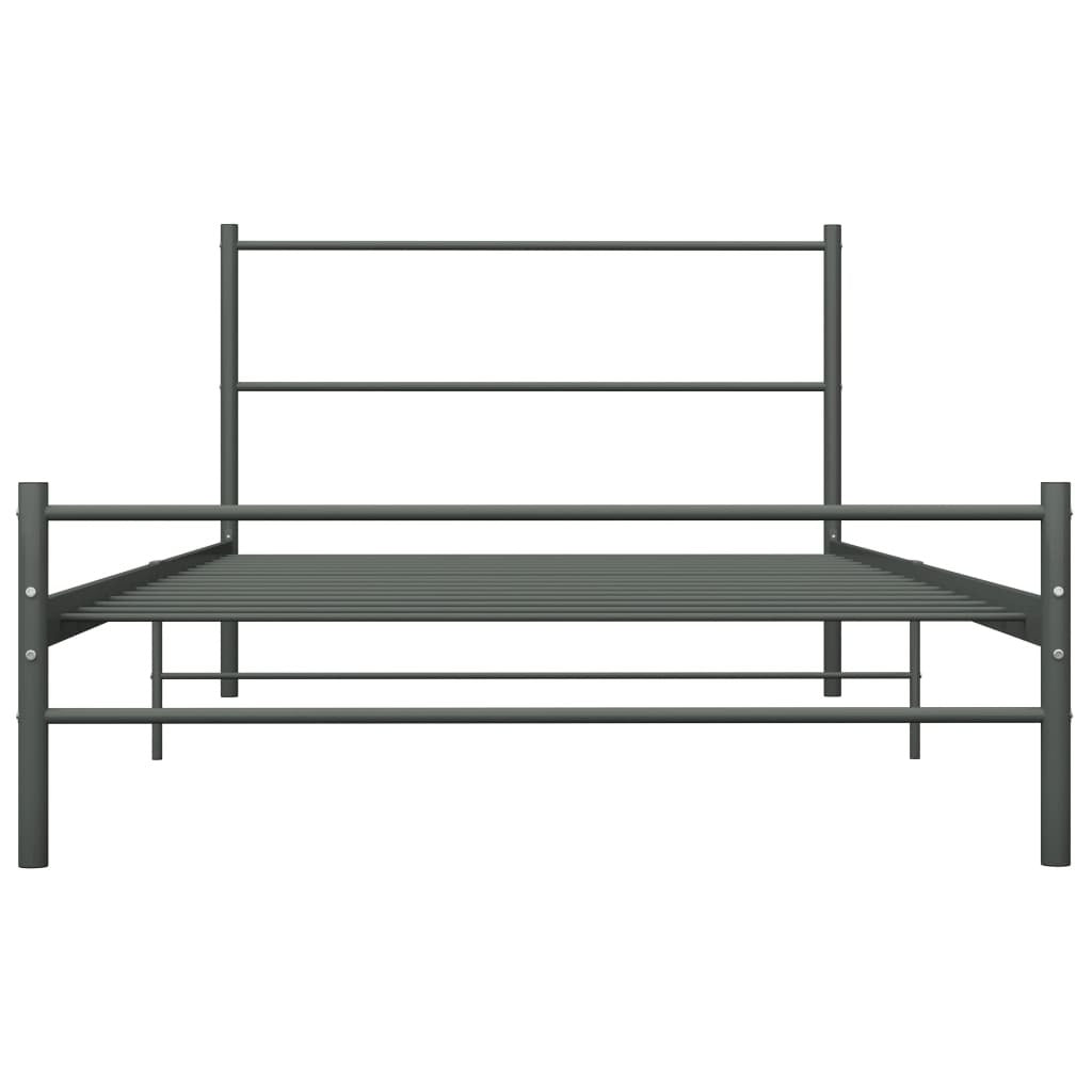 Bed Frame Grey Metal 100x200 cm