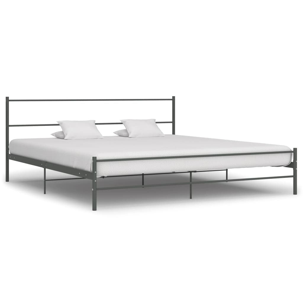 Bed Frame Grey Metal 200x200 cm