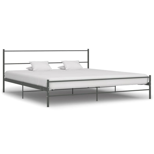 Bed Frame Grey Metal 200x200 cm