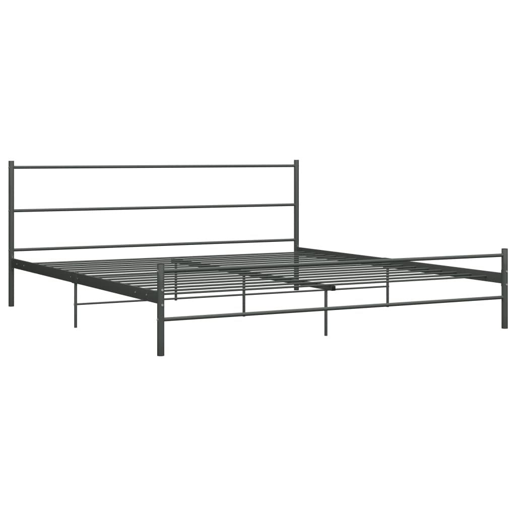 Bed Frame Grey Metal 200x200 cm