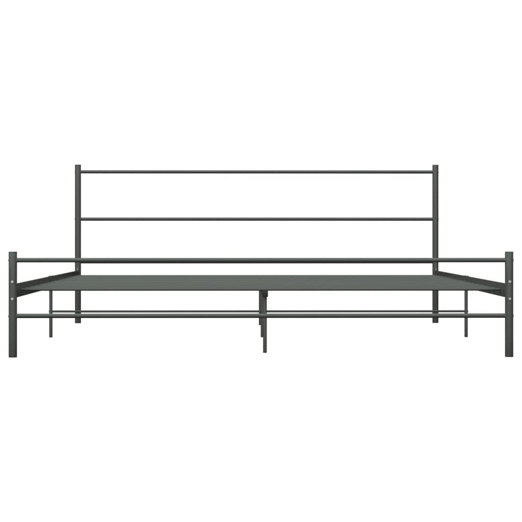 Bed Frame Grey Metal 200x200 cm