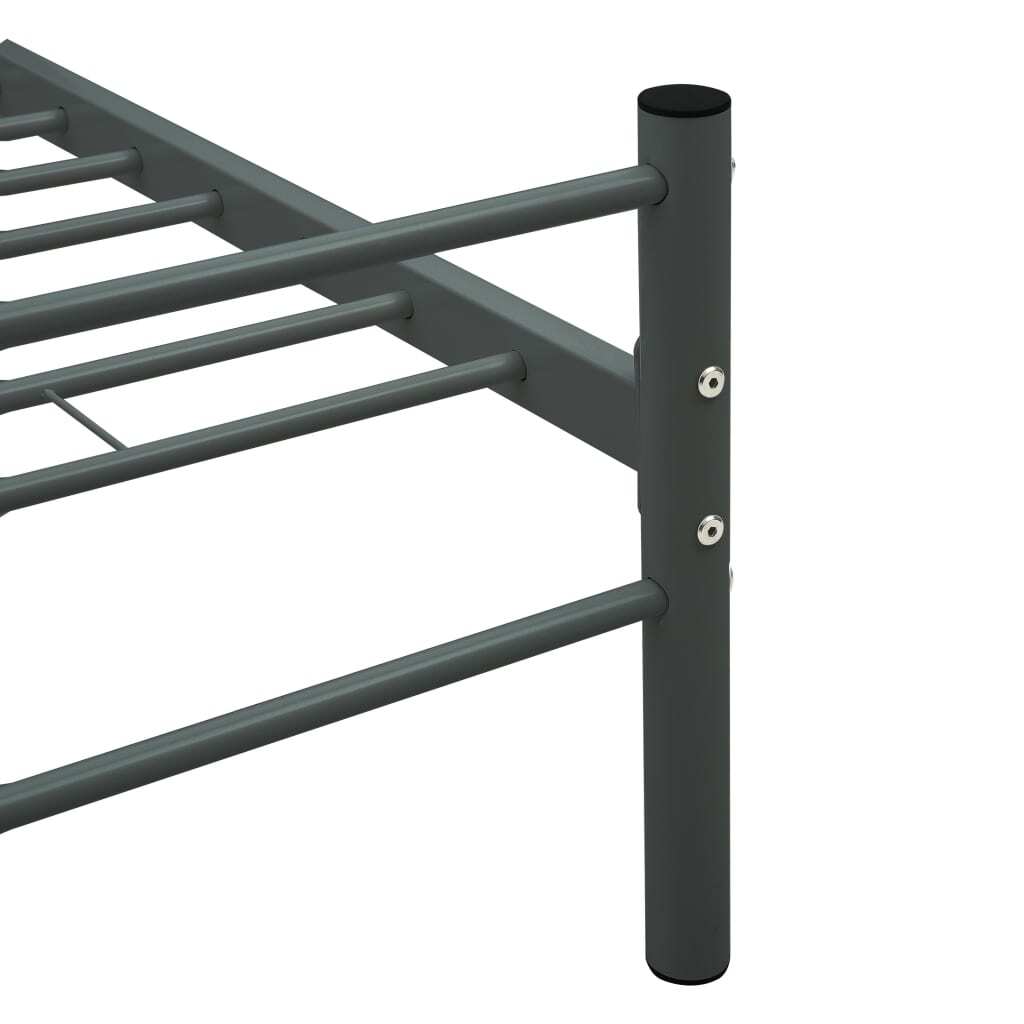 Bed Frame Grey Metal 200x200 cm