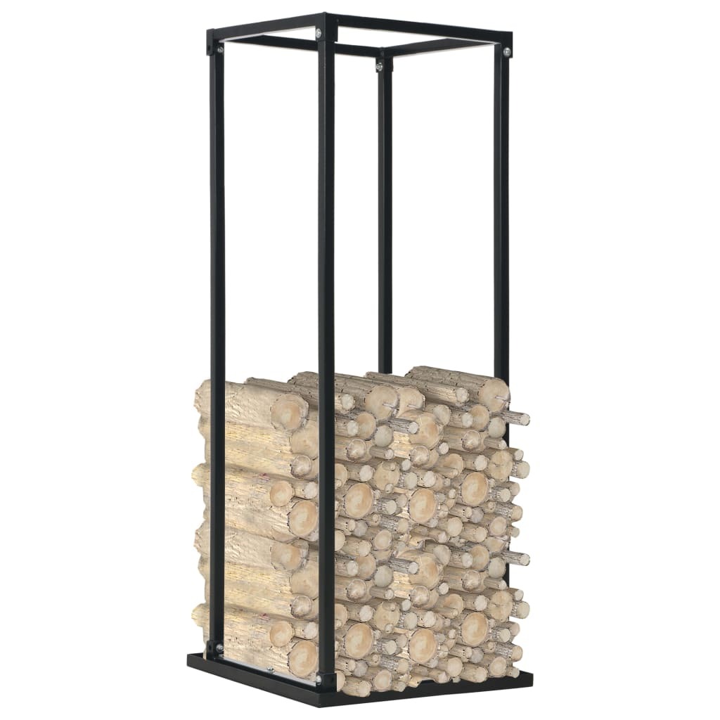 Firewood Rack with Base Black 37x37x113 cm Steel