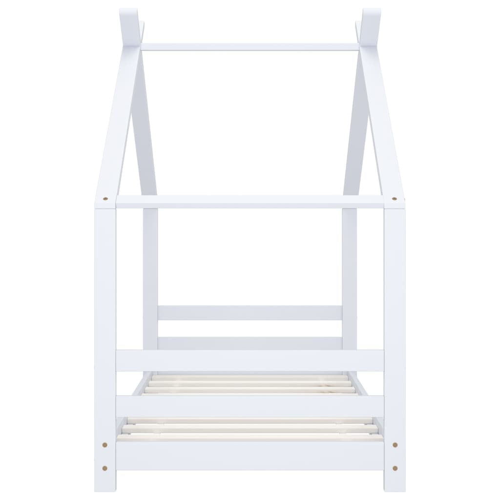 Kids Bed Frame White Solid Pine Wood 80x160 cm