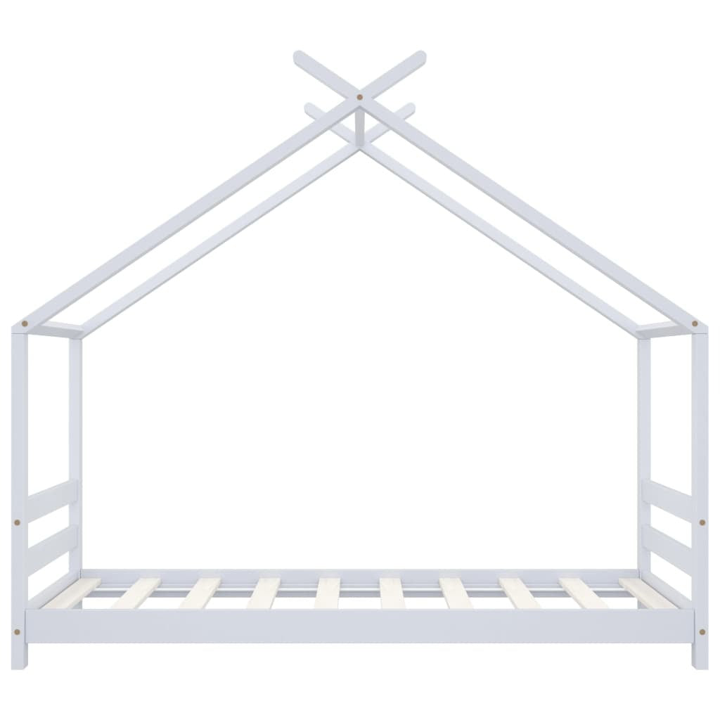 Kids Bed Frame White Solid Pine Wood 80x160 cm