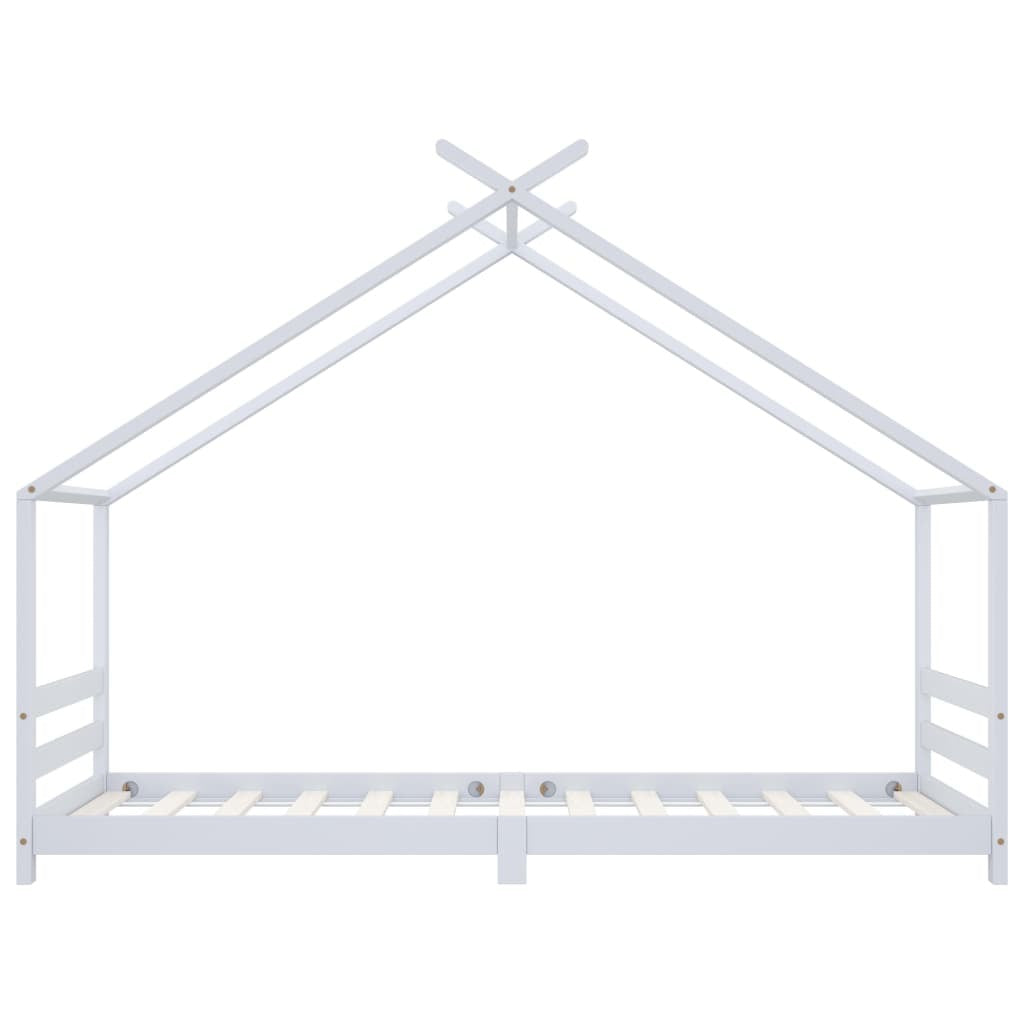 Kids Bed Frame White Solid Pine Wood 90x200 cm