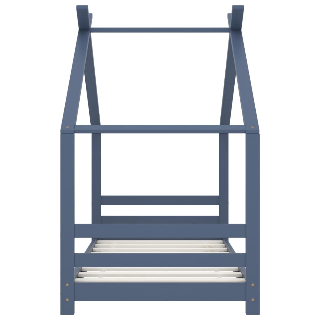 Kids Bed Frame Grey Solid Pine Wood 80x160 cm
