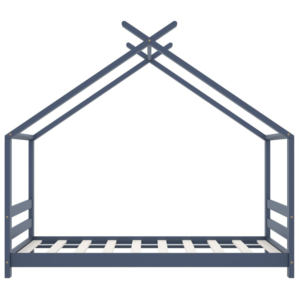 Kids Bed Frame Grey Solid Pine Wood 80x160 cm