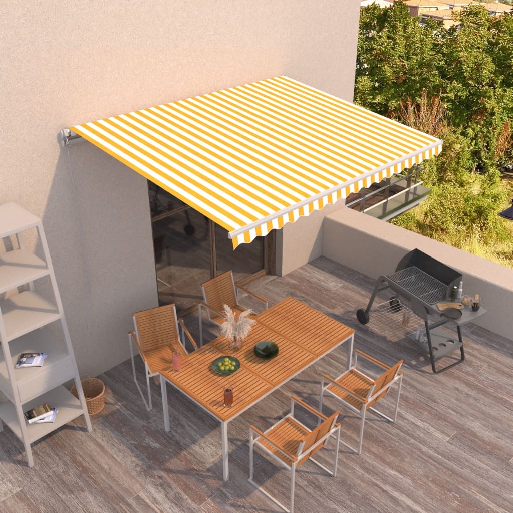 Manual Retractable Awning 400x350 cm Yellow and White