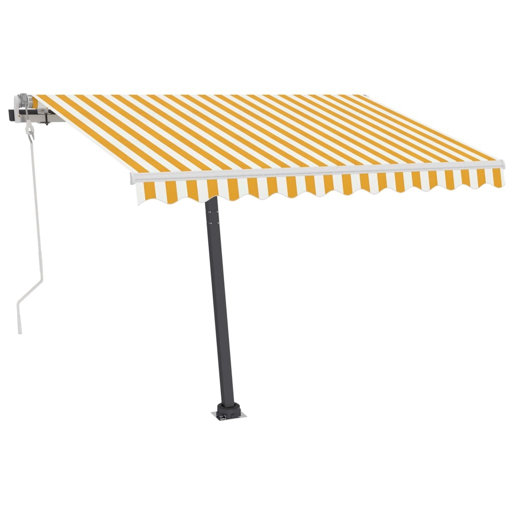 Manual Retractable Awning with LED 350x250 cm Yellow and White
