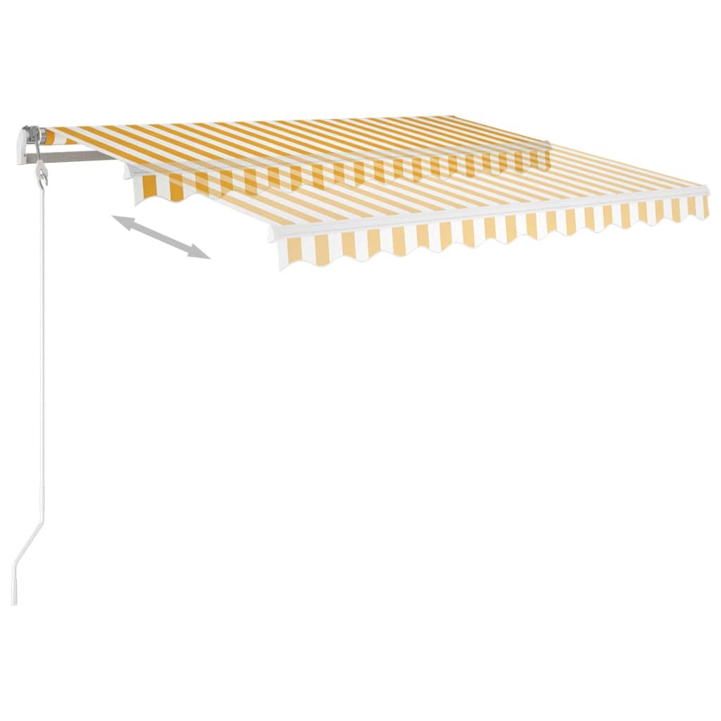 Manual Retractable Awning with LED 350x250 cm Yellow and White