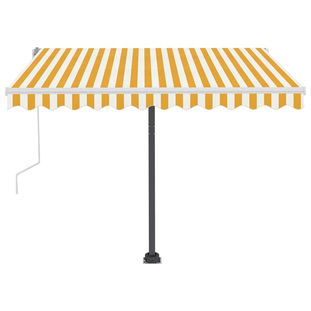 Manual Retractable Awning with LED 350x250 cm Yellow and White
