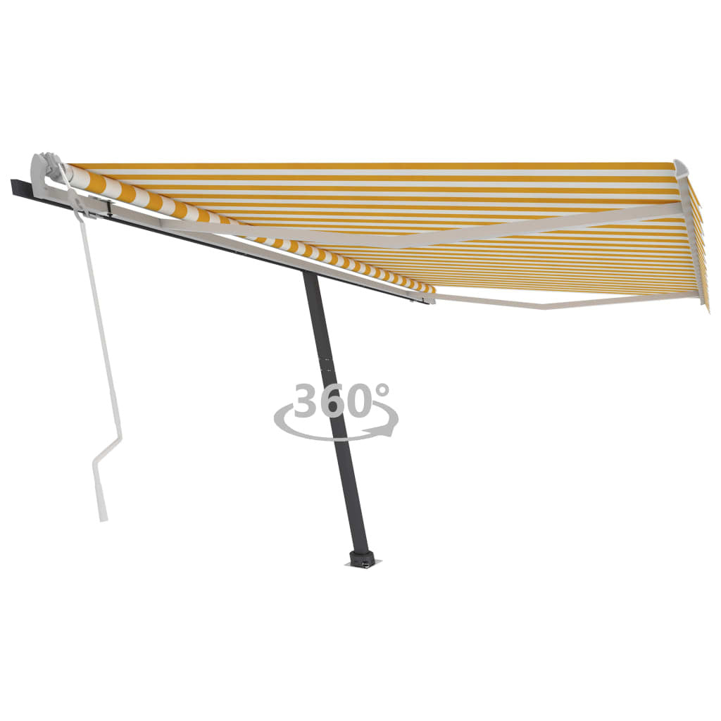 Freestanding Manual Retractable Awning 400x300 cm Yellow/White