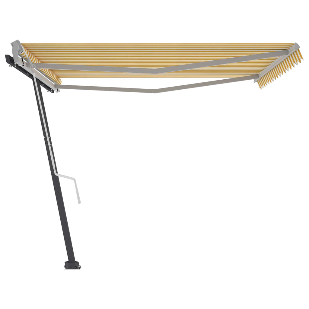 Freestanding Manual Retractable Awning 400x300 cm Yellow/White