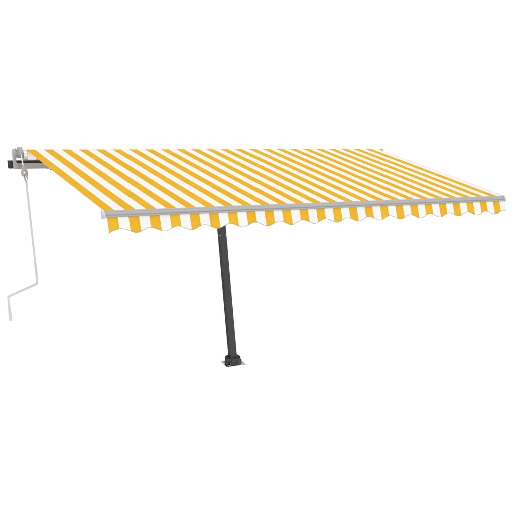 Freestanding Manual Retractable Awning 400x300 cm Yellow/White