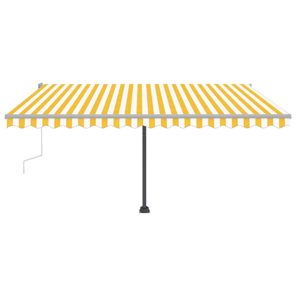 Freestanding Manual Retractable Awning 400x300 cm Yellow/White