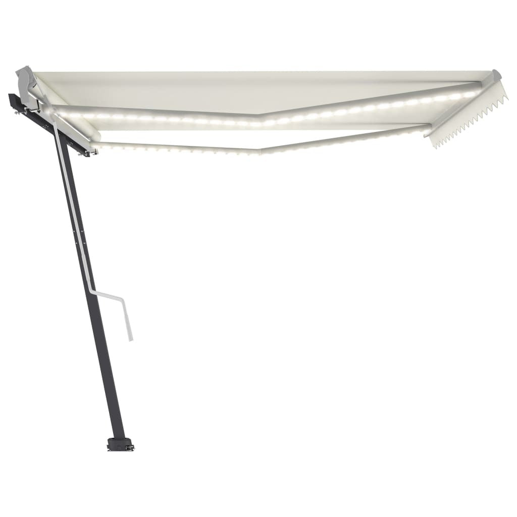 Manual Retractable Awning with LED 400x300 cm Cream