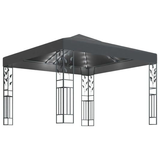 Gazebo with LED String Lights 3x3 m Anthracite