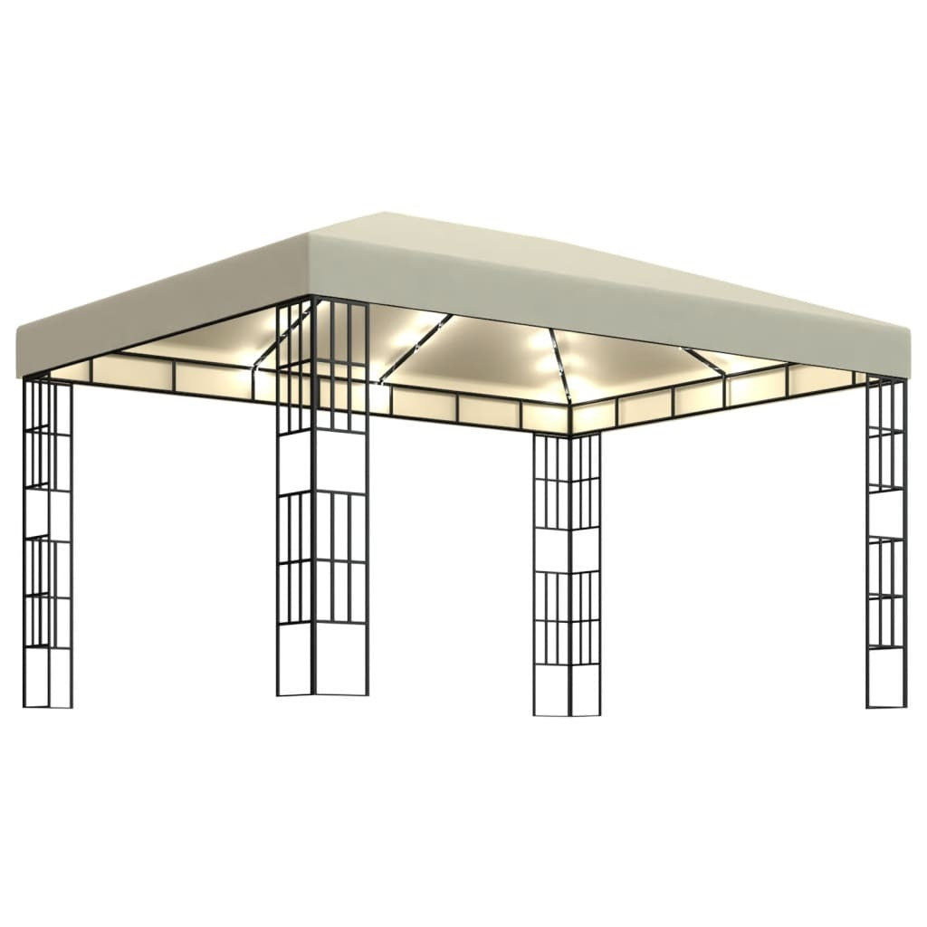 Gazebo with LED String Lights 3x4 m Cream