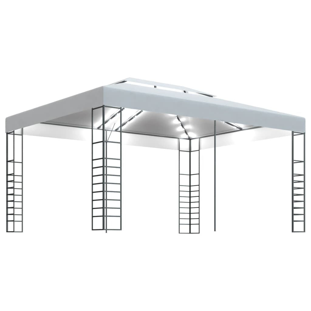 Gazebo with LED String Lights 4x3x2.7 m White