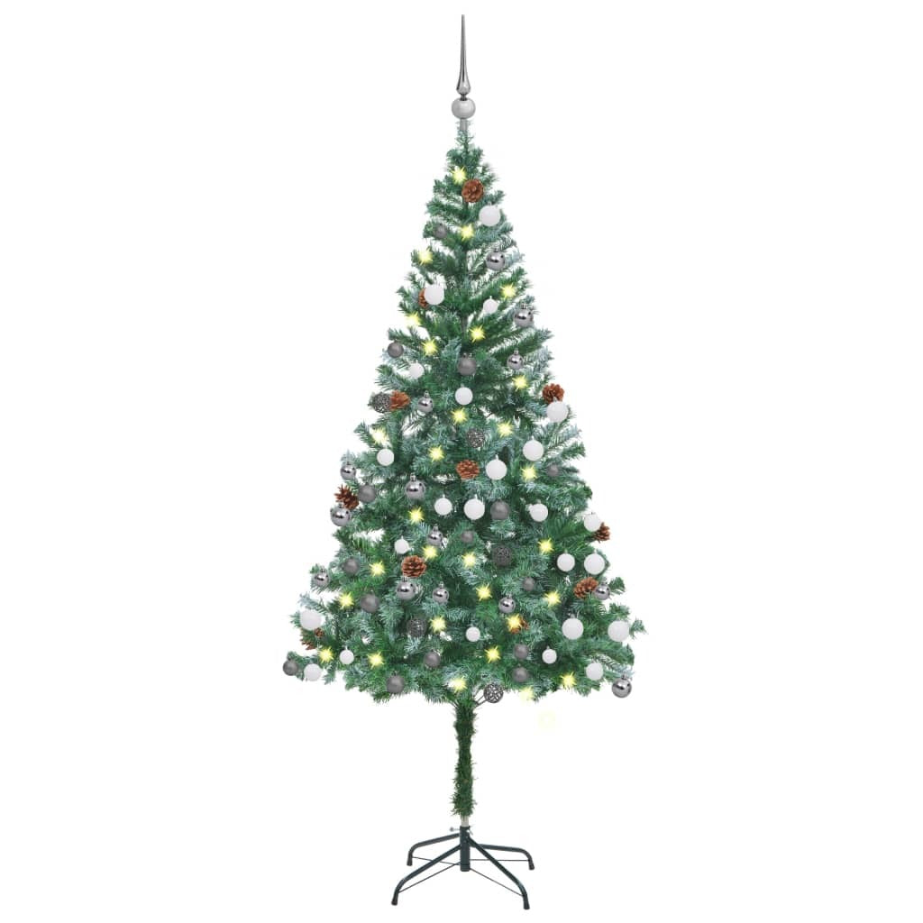Artificial Christmas Tree with LEDs&Ball Set Pinecones 180 cm
