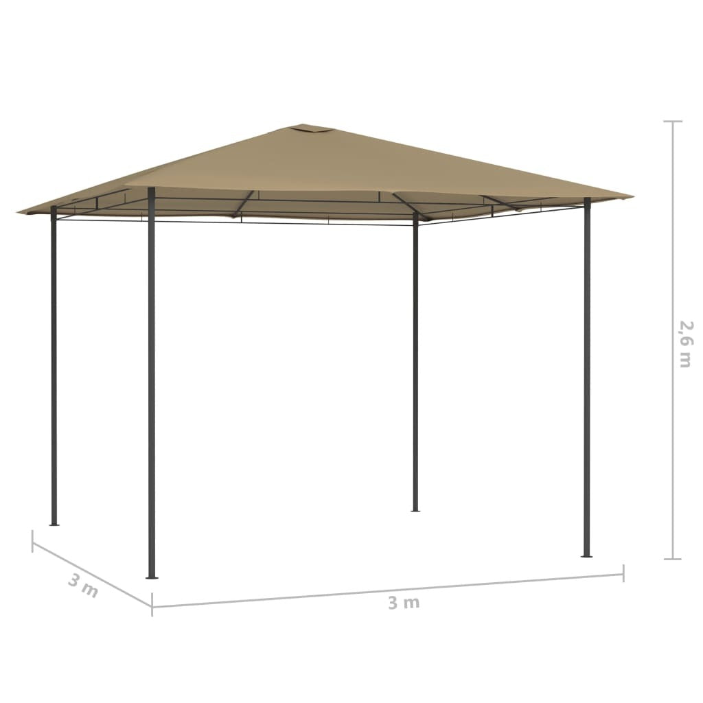 Gazebo 3x3x2.6 m Taupe 160 g/m