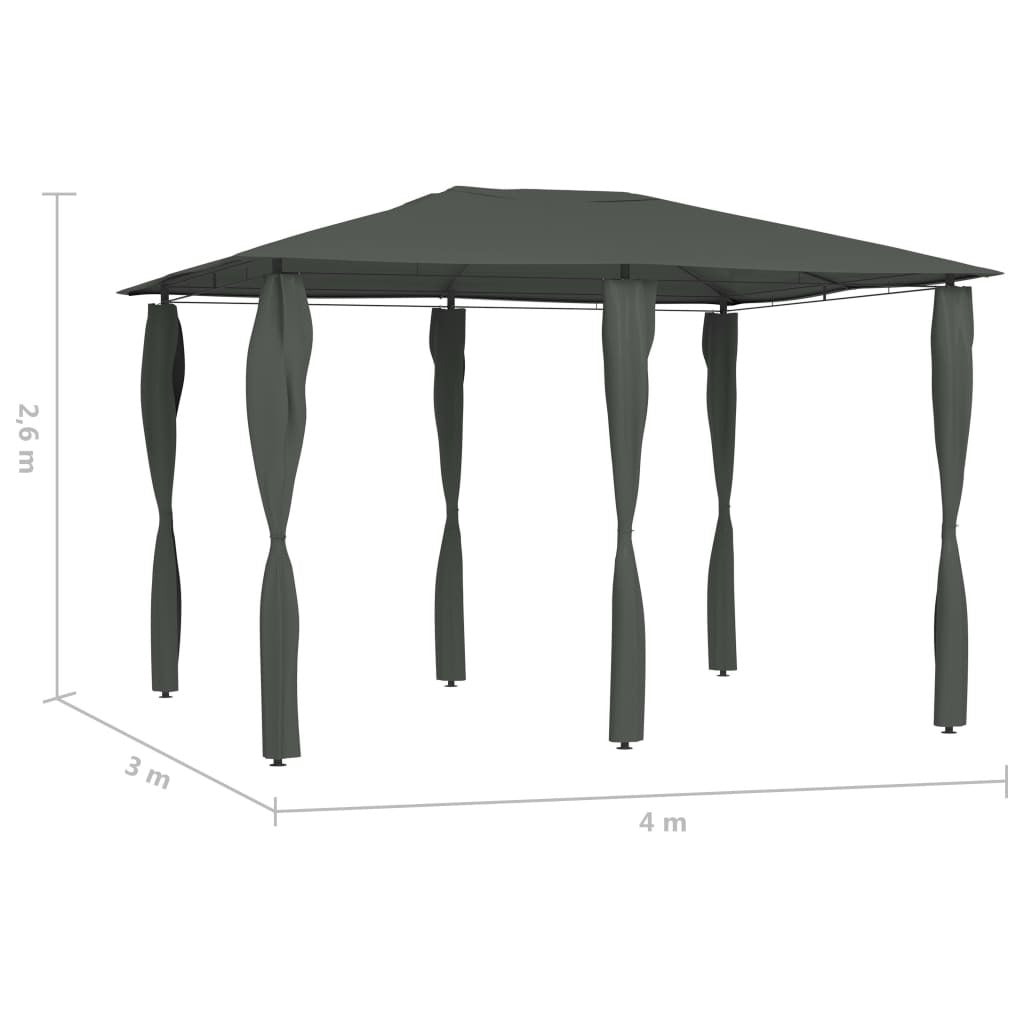 Gazebo with Post Covers 3x4x2.6 m Anthracite 160 g/m