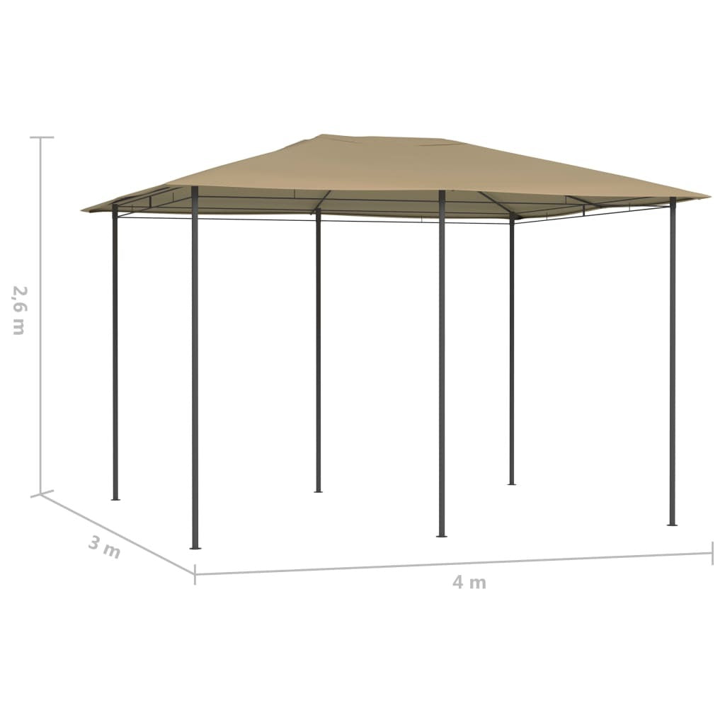 Gazebo 3x4x2.6 m Taupe 160 g/m