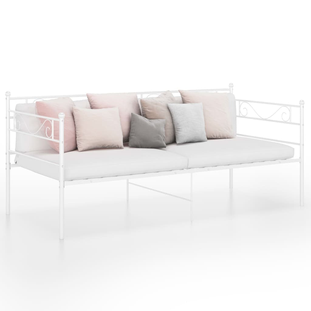 Sofa Bed Frame White Metal 90x200 cm