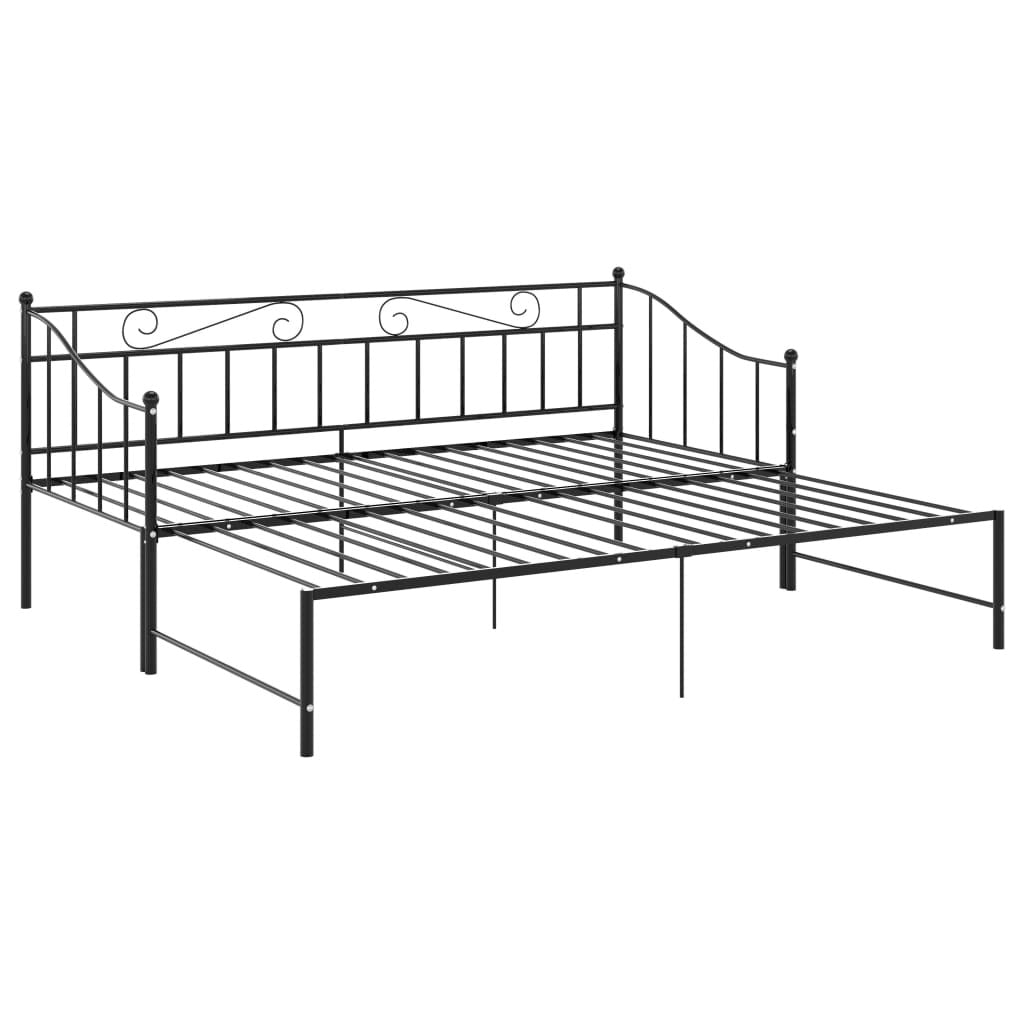 Pull-out Sofa Bed Frame Black Metal 90x200 cm