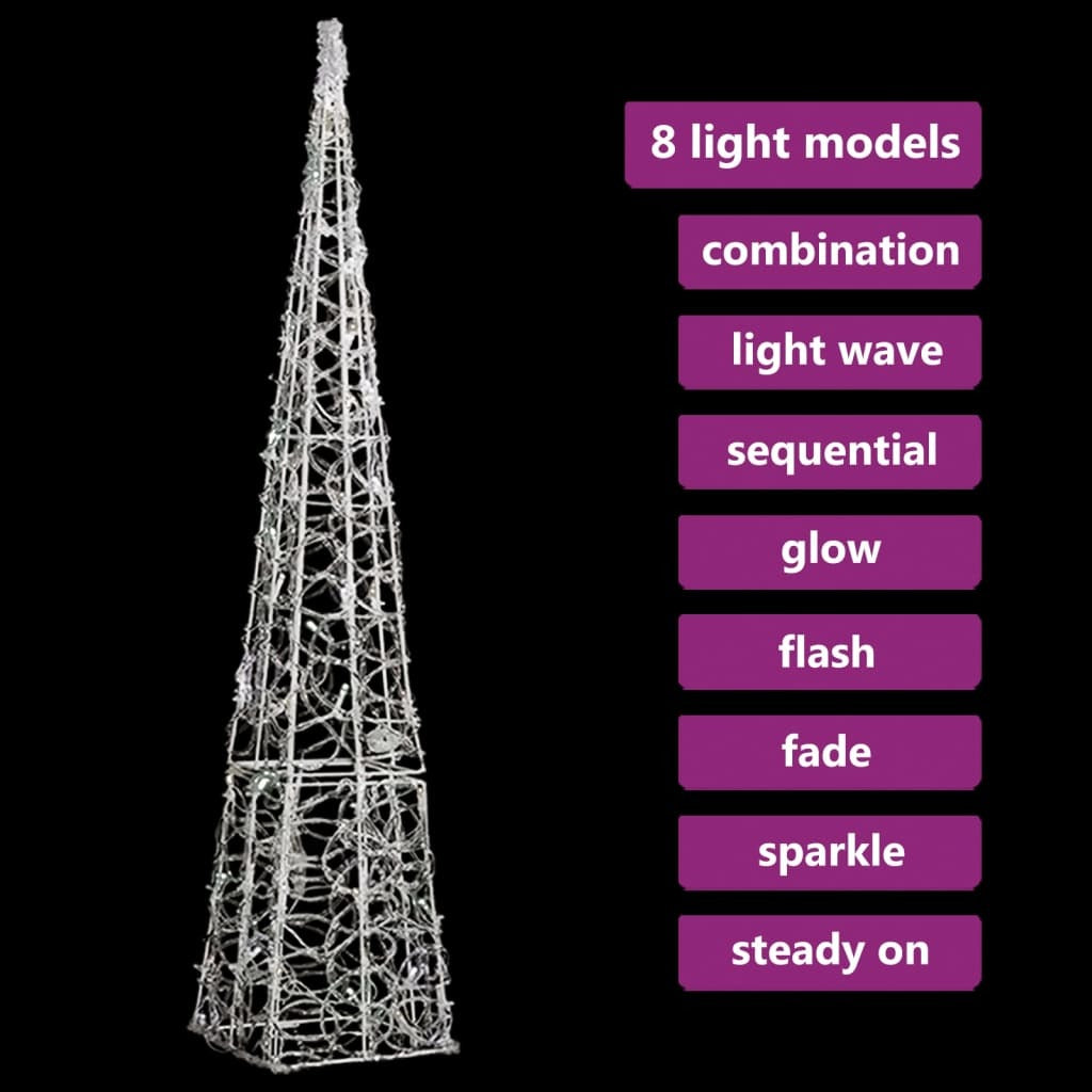 Acrylic Decorative LED Light Cone Cold White 90 cm