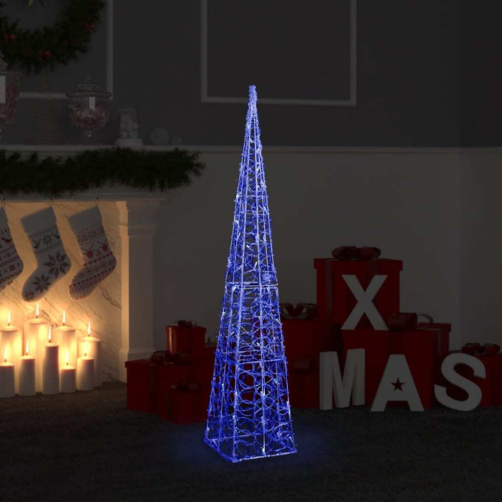 Acrylic Decorative LED Light Cone Blue 120 cm
