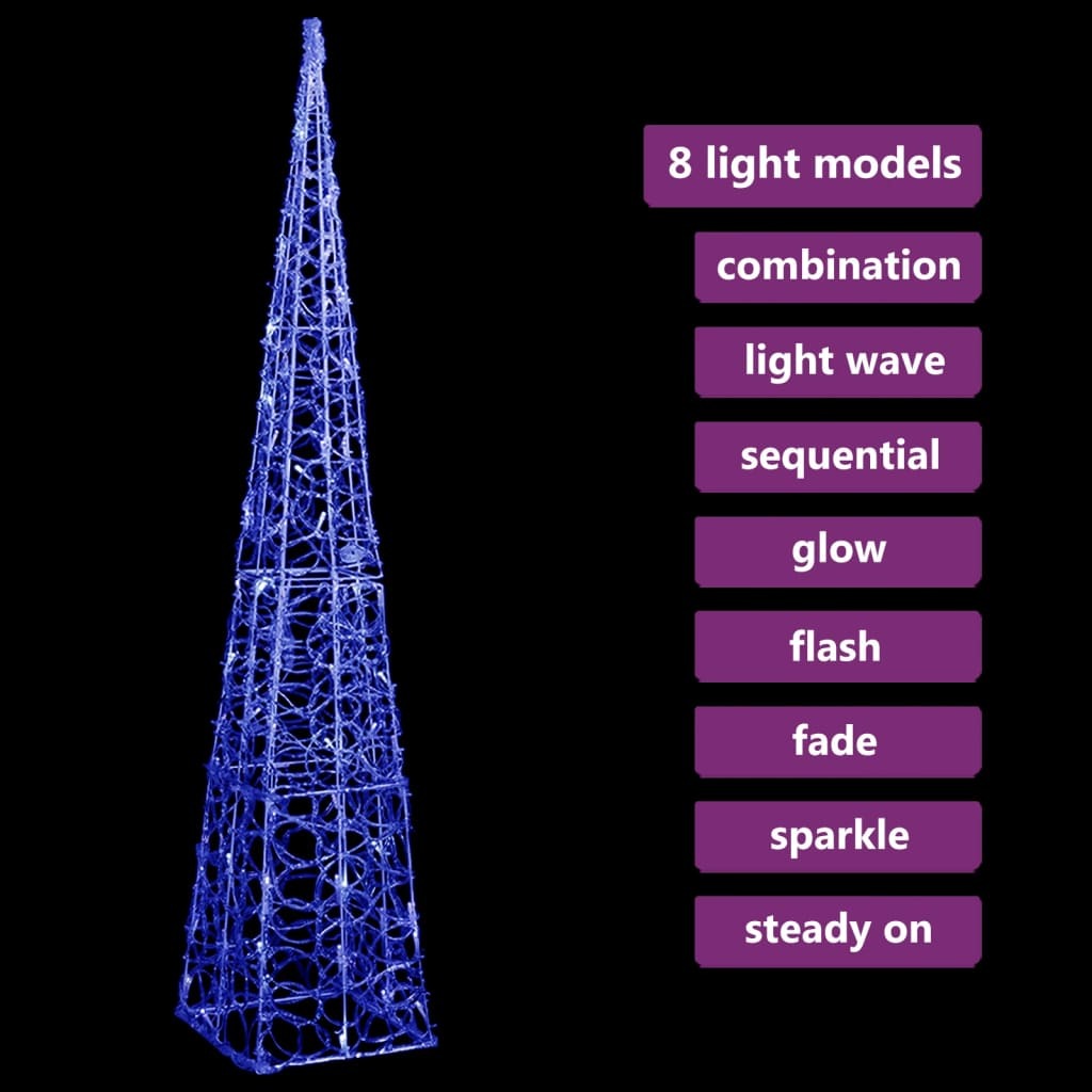 Acrylic Decorative LED Light Cone Blue 120 cm