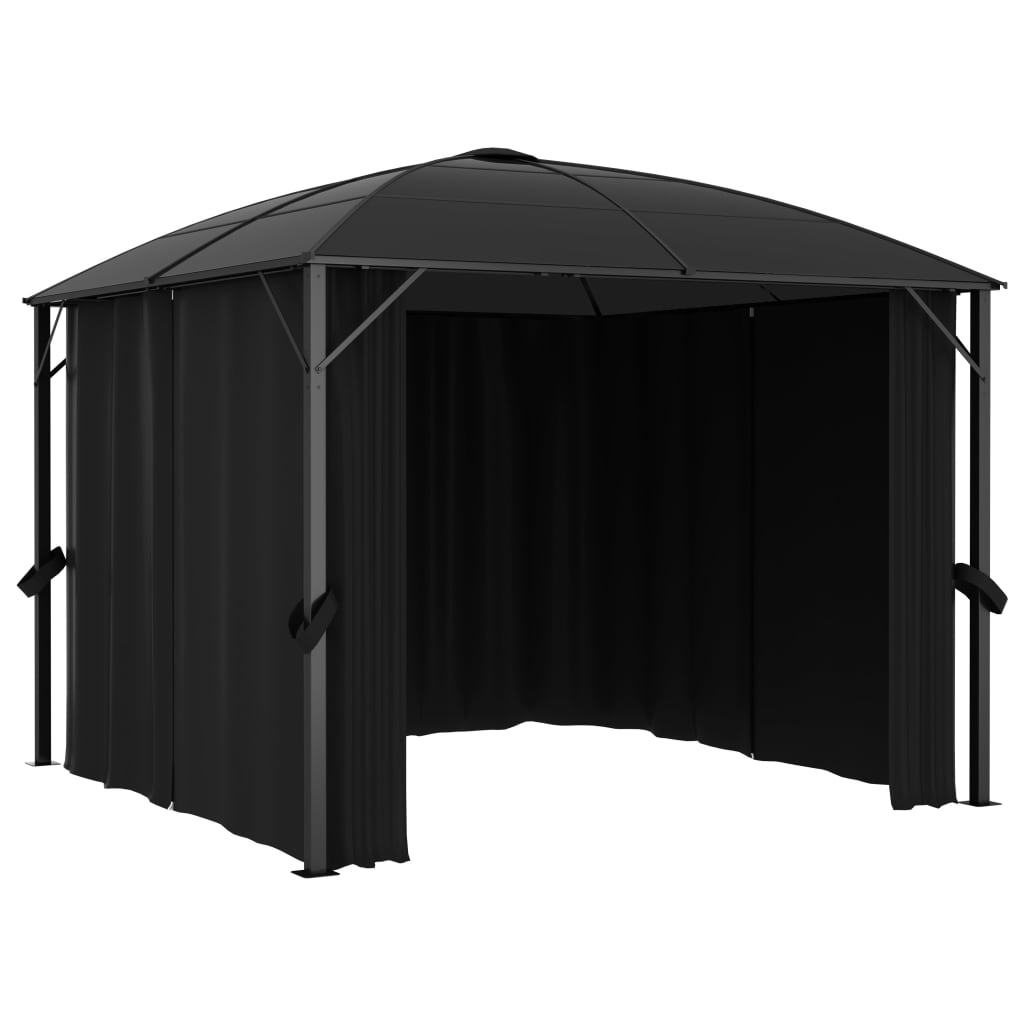 Gazebo with Curtains 300x300x265 cm Anthracite