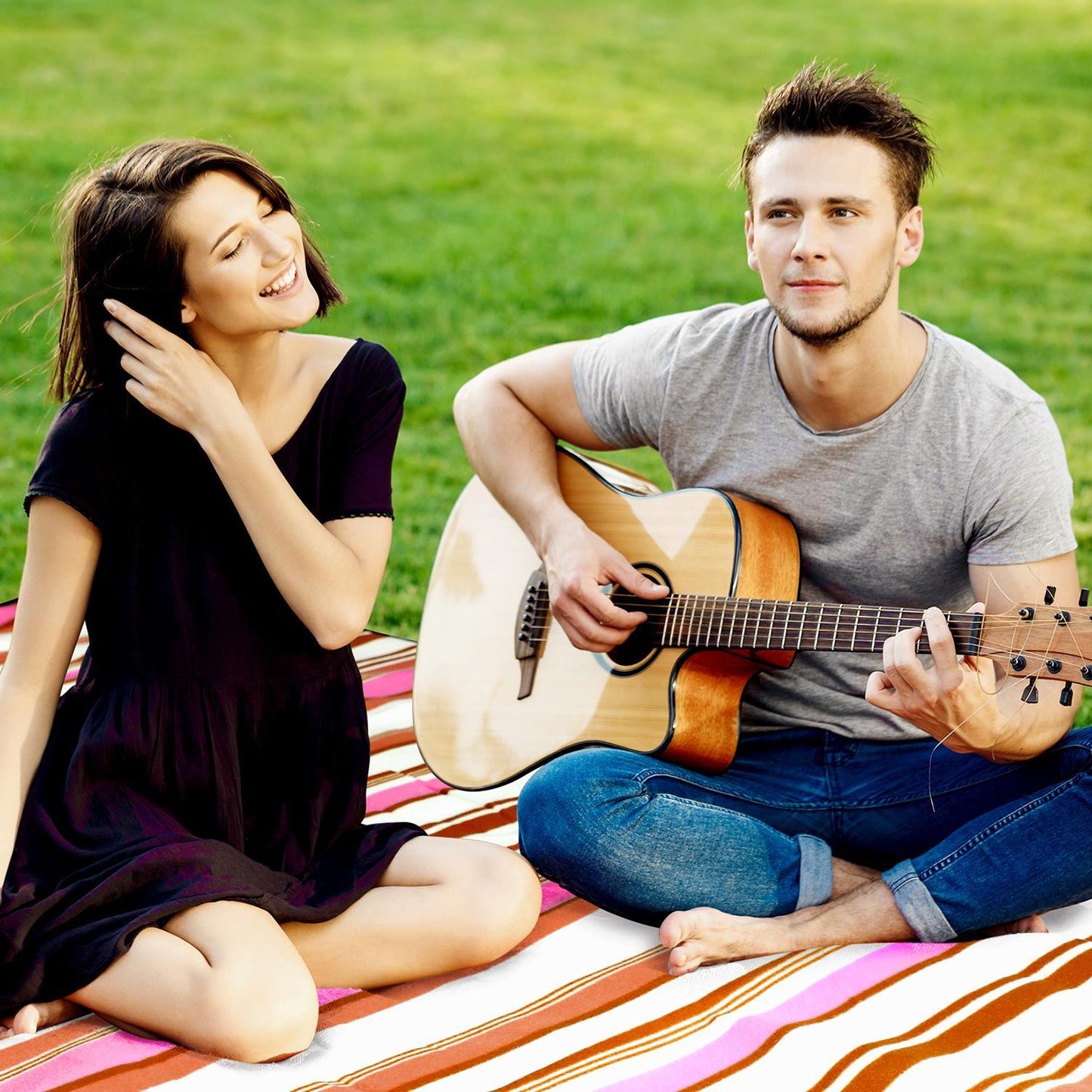 Vinsani Pink Stripe 260X220cm Picnic Rug 0000290