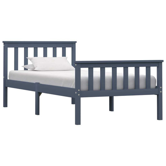 283227 Bed Frame Grey Solid Pinewood 100x200 cm