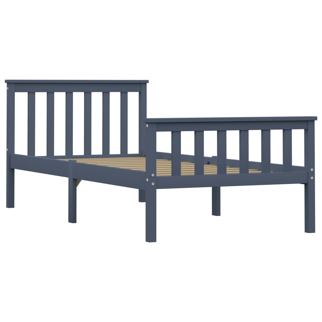283227 Bed Frame Grey Solid Pinewood 100x200 cm