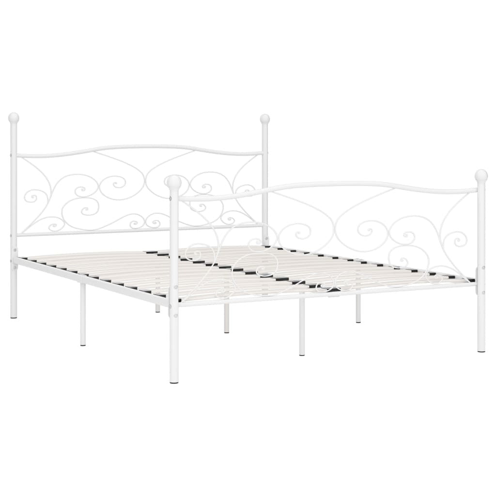 Bed Frame with Slatted Base White Metal 180x200 cm